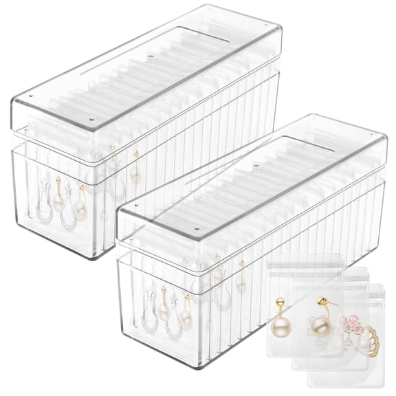 Keyohome Acrylic Jewelry Organizer Box with 20 Anti Tarnish Jewelry Bags Clear Jewelry Storage Box 20 Slots Jewelry Box Portable Travel Jewelry Organizer Jewelry Storage for Rings Earrings Necklaces