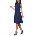 thumbnail image 4 of INSPIRE CHIC Work Dresses for Women's 2025 Mock Neck Sleeveless A Line Midi Dress XS Dark Blue, 4 of 6