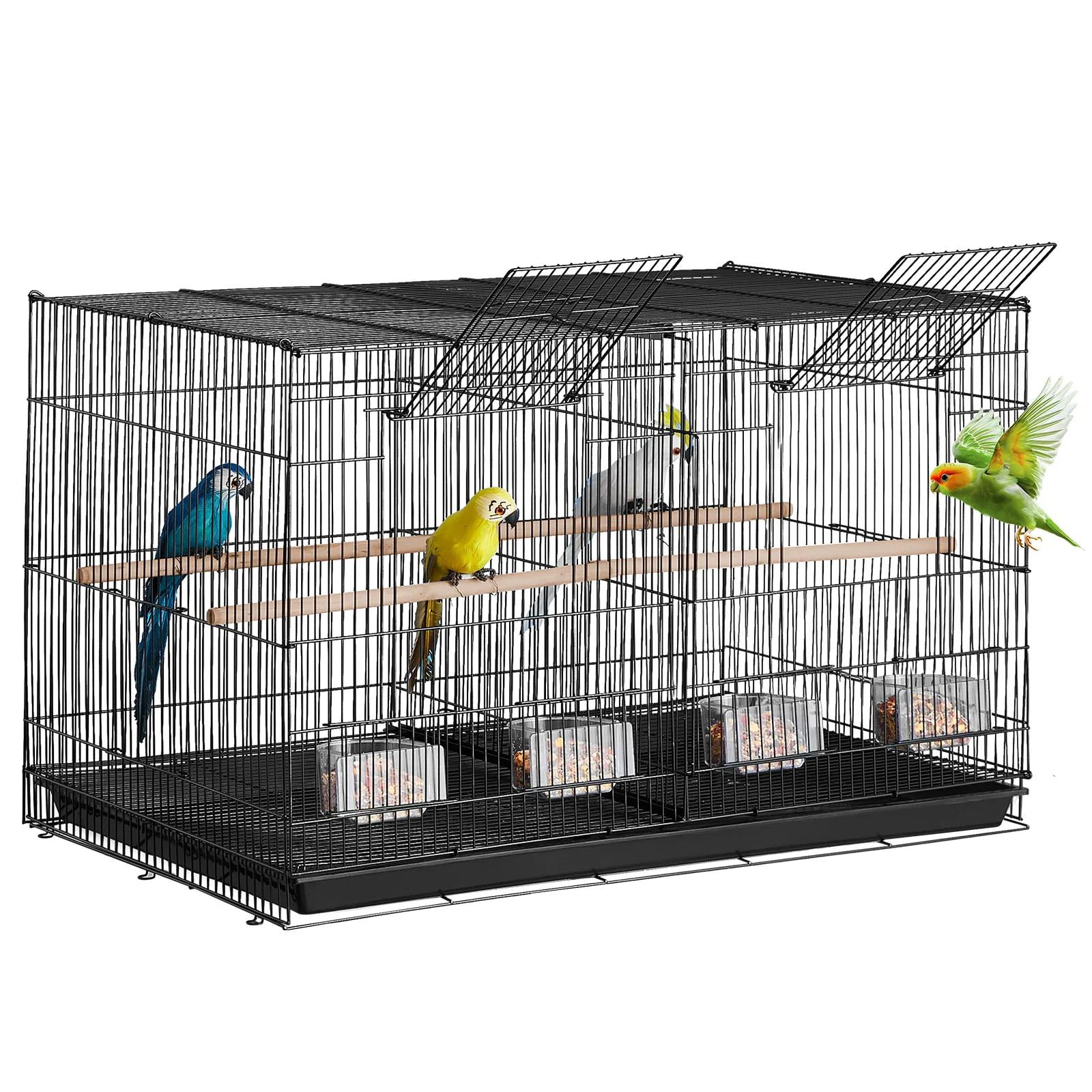 30 inch Flight Bird Cage, Stackable Divided Small Parakeet Cage for Parrots Canaries Cockatiels Lovebirds Finches Budgies Conures Macaws Pet Travel Birdcage with Handle and Perches