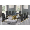 thumbnail image 2 of Gray Marble Dining Set with Gold Stainless Steel and Gray Velvet Chairs, 2 of 3