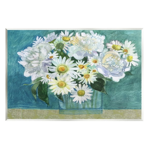 Stupell Industries Mixed White Flower Blossoms Layered Collage Drawing Painting Unframed Art Print Wall Art, Design by Maret Hensick