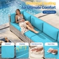 thumbnail image 4 of 16-Piece Outdoor Patio Furniture Set with Rocking Swivel Chair, Wicker Rattan Sectional Sofa Conversation Set with 55,000 BTU Fire Pit Table with Ottomans, Backyard Furniture,Turquoise, 4 of 16