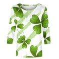 thumbnail image 3 of ZyeKqe St. Patrick's Day Shirt Women 3/4 Sleeves Blouses Cute Graphic Print Shirts Tees Crewneck Pullover Tops, 3 of 5