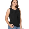 thumbnail image 3 of Zenana Women & Plus Slim Fit Round Neck Sleeveless Front Neck Pleated Blouse Tops w/Keyhole Back, 3 of 5