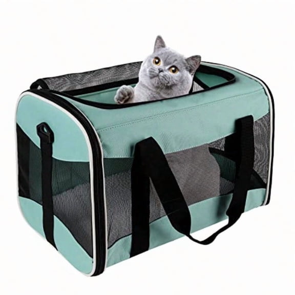 Cat Carrying Case Pet Carrier Up To 30Lbs Soft Sided Protable And Breathabl Pet Travel Carrier Pet Travel Carrier Removable Fleece Pad Collapsible For Large Cats Small Dogs  Green