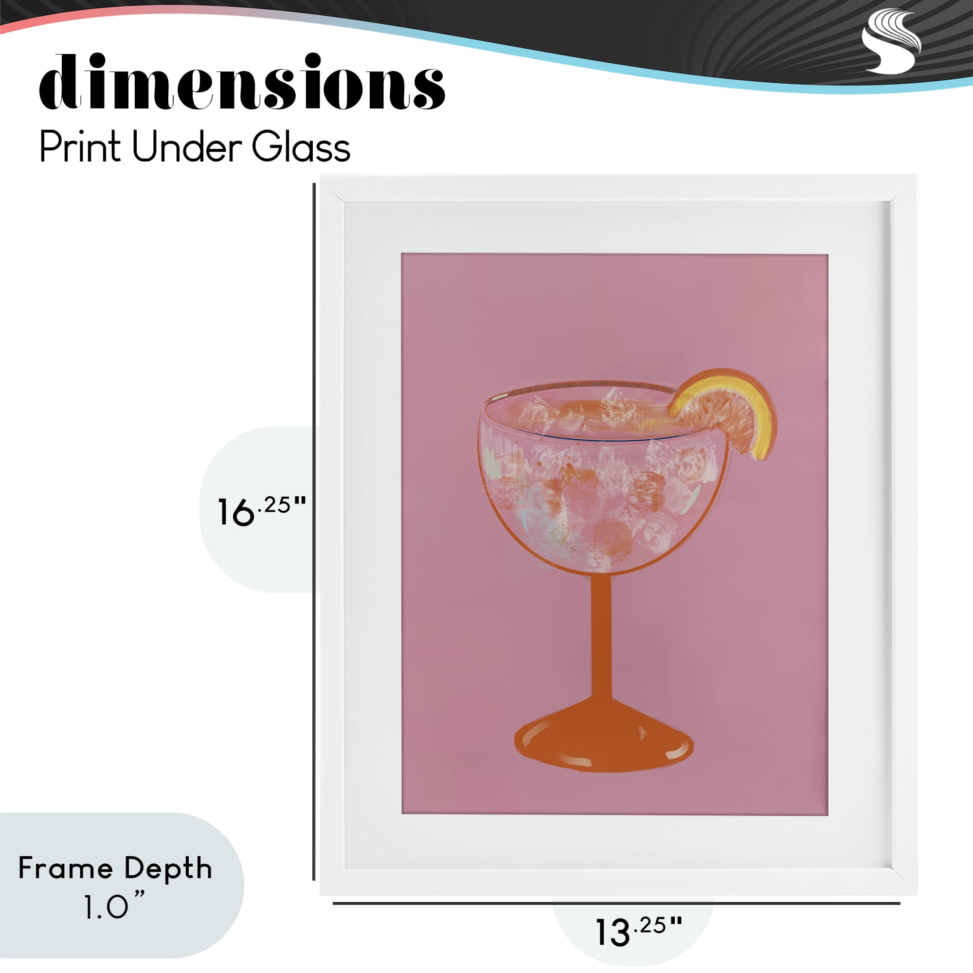 Stupell Industries Paloma Glass over Pink White Framed Print Under Glass, design by Robin Maria