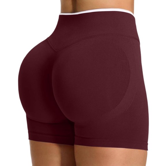 LIIPEE Womens Shorts Athleisure Solid Color Mid Seamless Waistband Pull-On Bike Ladies Casual Summer Tight Breathable Soft Fashion Daily Comfortable -Lifting Yoga Shorts,L