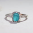 thumbnail image 2 of Synthetic Paraiba Crystal Stone Ring Emerald Diamond Ring, 2 of 9