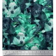 thumbnail image 1 of Soimoi Moss Georgette Fabric Puppies Scene Fabric Prints by Yard 42 Inch Wide, 1 of 1