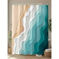 thumbnail image 4 of Fsddascl Turquoise Coastal Beach Shower Curtain Set - Small 36" x 72" Washable Bathtub Curtain with 12 Hooks, Modern Ombre Sea Waves Art Waterproof Fabric Stall Shower Curtains for Bathroom/Bathtub, 4 of 6