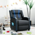 thumbnail image 4 of Gymax Kids Recliner Chair Ergonomic Leather Sofa Armchair w/Footrest Side Pocket Blue, 4 of 10