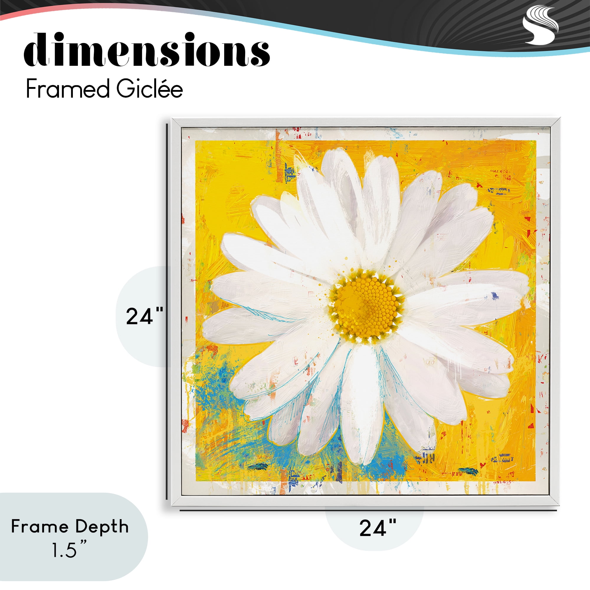 Stupell Industries Violet's Daisy on Yellow White Framed Giclee Art, design by Porter Hastings