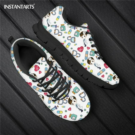 

Cartoon Doctor Care Pattern Casual Shoes For Women Nursing Shoes Lace Up Female Flats Shoe Mesh Sneaker Zapatos Planos De Mujer
