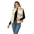 thumbnail image 2 of ieFashion Womens Faux Fur Vest Stand Collar Sleeveless Zip Up Vest Cardigan Top Fuzzy Coats Jacket Fluffy Outwear with Pockets,Khaki,S, 2 of 9