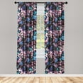 thumbnail image 3 of Ambesonne Vintage Curtains, Garden Flowers Floral Art, Pair of 28"x95", Dried Rose and Dark Violet, 3 of 5