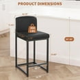 thumbnail image 2 of Modern Bar Stools Set of 2, Upholstered Counter Height 24.8" Bar Stools, Faux Leather Counter Stools Bar Chairs with Back, for Kitchen Island, Black, 2 of 9
