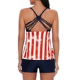 thumbnail image 4 of Ponceau Tankini Bathing Suits for Women Two Piece Tankini Swimsuits Women Tummy Control Swimsuit Athletic Tankini Top Swimwear American Flag L, 4 of 5