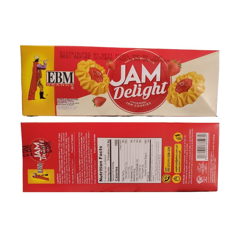 EBM Jam Delight Cookies 88g (Pack of 6)