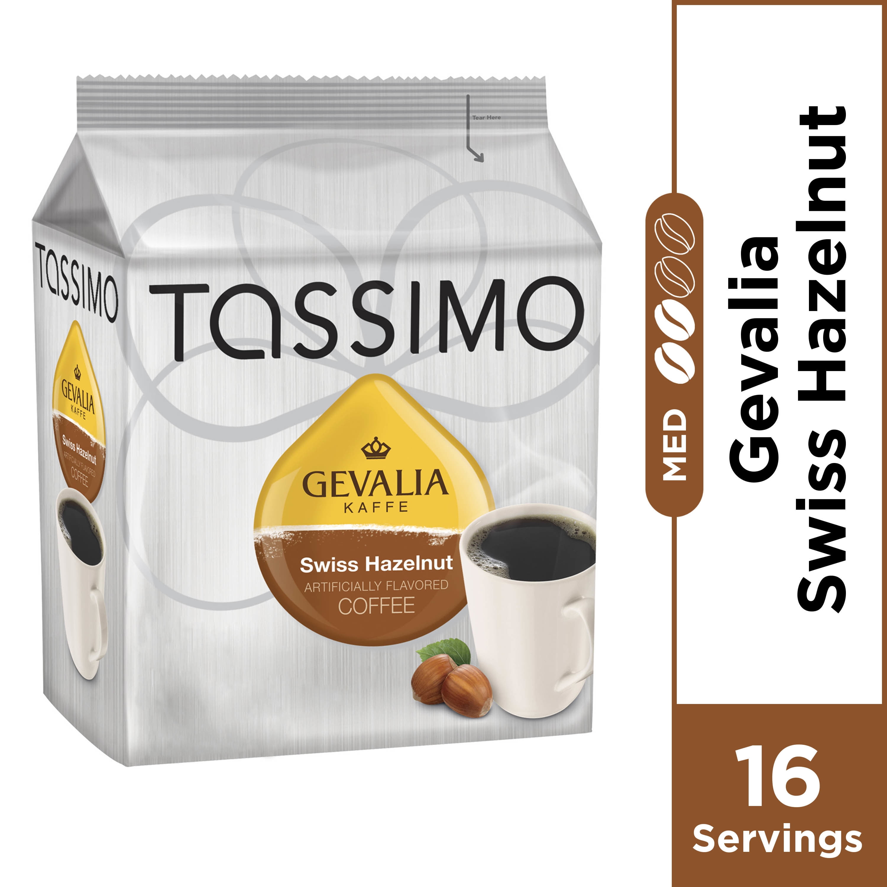Gevalia Hazelnut Ground Coffee TDisc for Tassimo Brewing System, 16