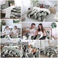 thumbnail image 5 of 3 Piece Sage Green Stripe Duvet Cover Set California King,Microfiber Comforter/Quilt Cover with Corner Ties and 2 Pillowcases,Grey White Geometric Modern Abstract Soft Bedding with Zipper Closure, 5 of 8