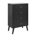 thumbnail image 3 of Wright Home Mid-Century Engineered Wood Modern 4 Drawers Chest in Black, 3 of 10