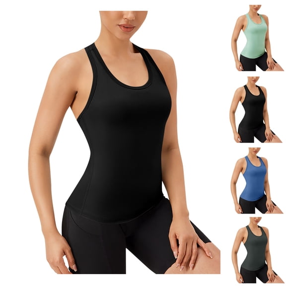 Bixock Summer Tops for Women Trendy,Workout Tank Tops for Women,Blouse for Women Solid Color Round Neck Sleeveless ness Sport Slim Casual Lightweight Soft Fabric Shirts