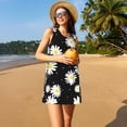 thumbnail image 3 of Sikiie Daisies Flowers Print Women's Sleeveless Dress with Pockets Round Neck Sundress, Suitable for Daily, Office, Vacation Summer Wear, 3 of 7