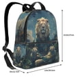 thumbnail image 4 of Lsque Starry Sky Meditating Lion Pattern Backpack – School Travel Canvas Daypack with Ergonomic Padded Straps, Multiple Compartments & Leather Handle, 4 of 5