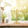 thumbnail image 4 of Elegant Hanukkah Candleholder Crafted From Golden Ironwork Exquisite Candle Stand For A Warm Festive Long Wooden Candle Holder Glass Candle Holders for Candlesticks Wolf Candle Holder Coral Candle, 4 of 7