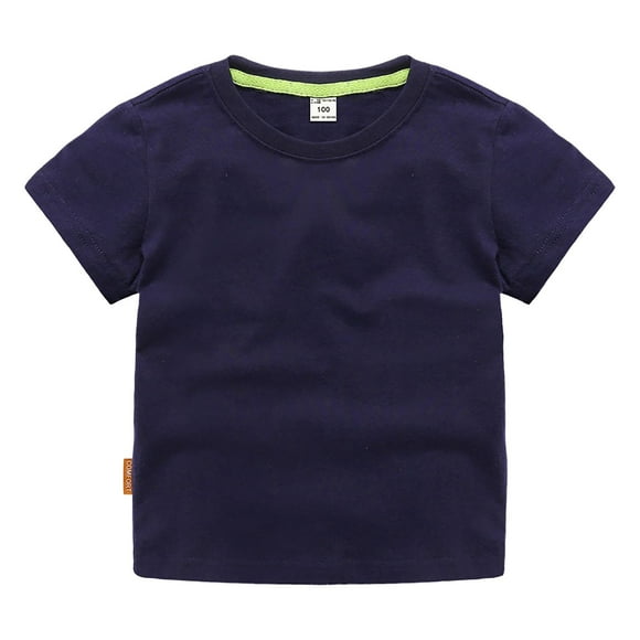 PMVFHDE Cute T Shirts Boys And Girls' Classic Fit Crewneck T Shirt | Organic Soft Pack Short Sleeve Basic Toddlers And Kids Navy,4-5 Years