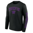thumbnail image 2 of Men's Fanatics Black Washington Huskies Distressed Arch Over Logo Long Sleeve T-Shirt, 2 of 3