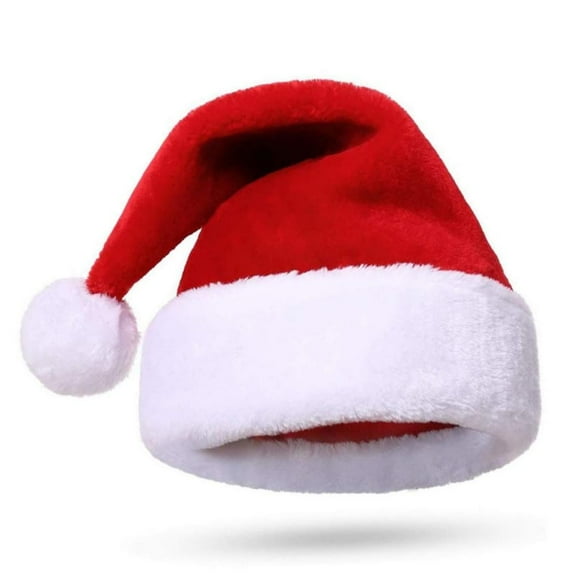 Red Fluffy Christmas Hat Adult Kids Santa Claus Hat Soft Plush Cap Merry Christmas Decoration New Year Festive Party Gift