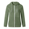 thumbnail image 4 of iOPQO Women's Jackets Womens Hoodie Full Zip Long Sleeve Lightweight Sweatshirts Pockets Jacket Coat T 3XL, 4 of 8