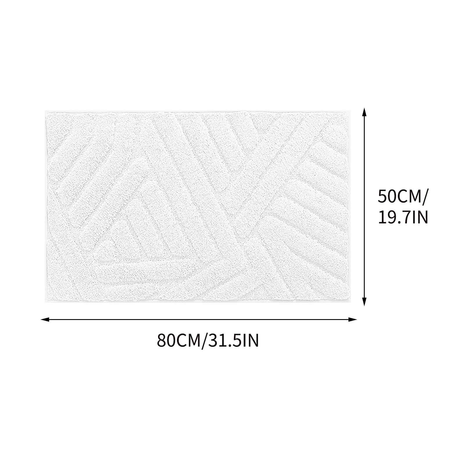 PureCasa Bathroom Polyester Water Absorbing Rugs, Non-Slip Bath Mat Entrance Floor Mat for Bathroom Kitchen Toilet, Modern Minimalist Home Decor Doormat, 20"x32", 1 Pack, White, Rectangle