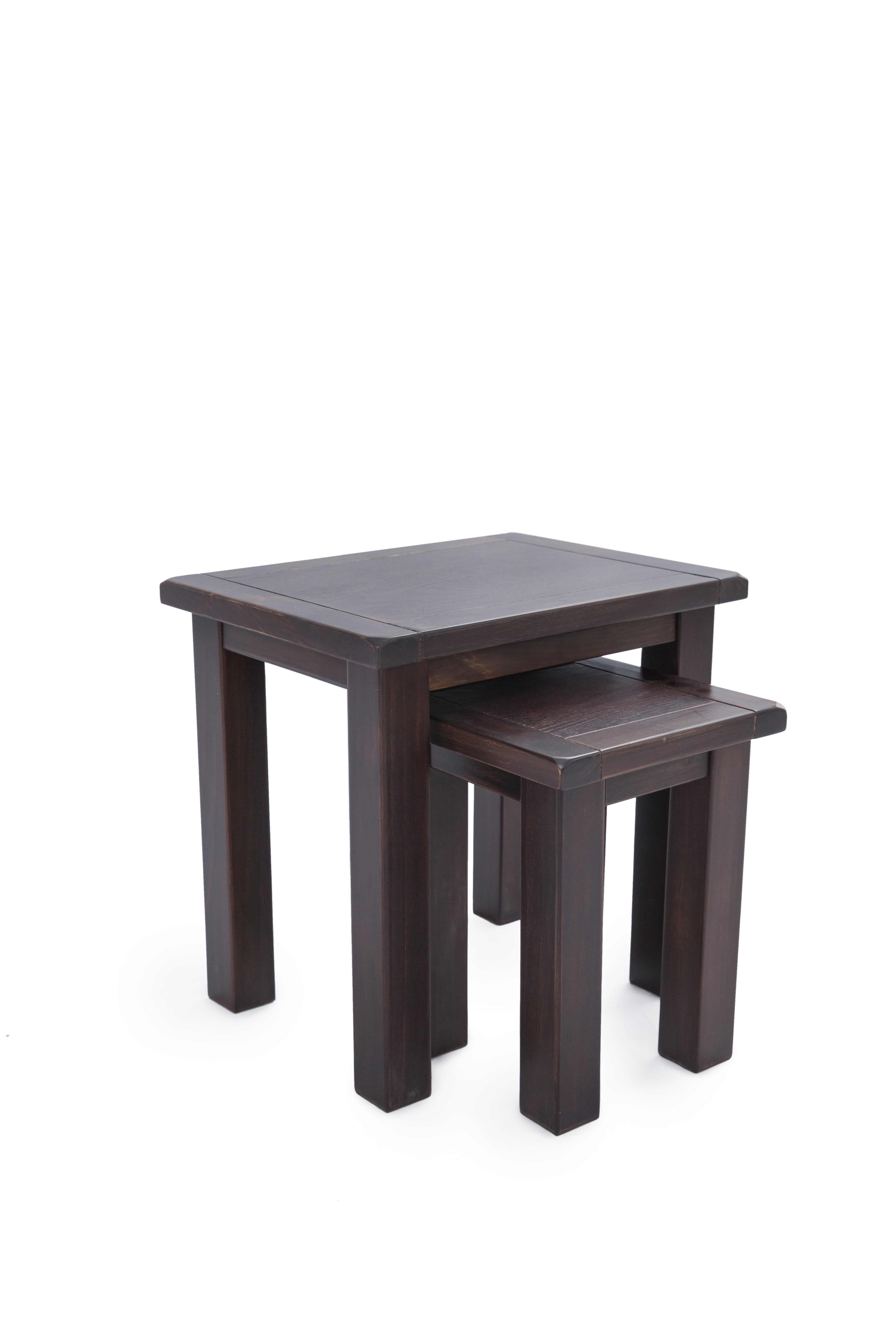 Greener Valley Nesting Tables Contemporary Storage Solid Wood End Table, Dark Brown (Set of 2)