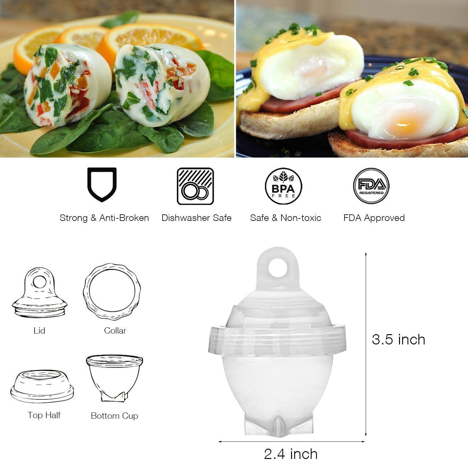 Egglettes - Egg Cooker Hard & Soft Maker, No Shell, Non Stick