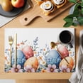 thumbnail image 2 of Easter Eggs Placemats Set of 2, Watercolor Red Orange Blue Eggs Spring Purple Blue Floral Leaf Non-Slip Place Mats Washable Table Mats for Kitchen Dining Table Decorations Indoor/Outdoor, 2 of 9