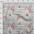 thumbnail image 2 of oneOone Cotton Jersey White Fabric Stripe & Rose Floral Sewing Material Print Fabric By The Yard 58 Inch Wide, 2 of 4