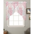 thumbnail image 2 of Pink Grey Coral Coastal Swag Valances for Windows, Summer Beach Seaside Nautical Rod Pocket Sheer Valances for Large Windows, Swag Toppers Light Filtering for Kitchen Living Room 2 Panels 36''x45'', 2 of 6
