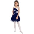 thumbnail image 2 of Zaldita Kids Girls Shiny Rhinestone Sleeveless Figure Ice Roller Skating Dress Gymnastic Tutu Skirted Navy Blue 14, 2 of 6