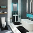 thumbnail image 4 of EGYMEN Bathroom Rugs Set Memory Foam Bath Rugs Non-Slip Bath Mat Set 3 Piece, Washable Bathroom Mats, Absorbent Shaggy Rugs Super Soft U-Shaped Toilet Rug, Bathroom Carpet（Black）, 4 of 8