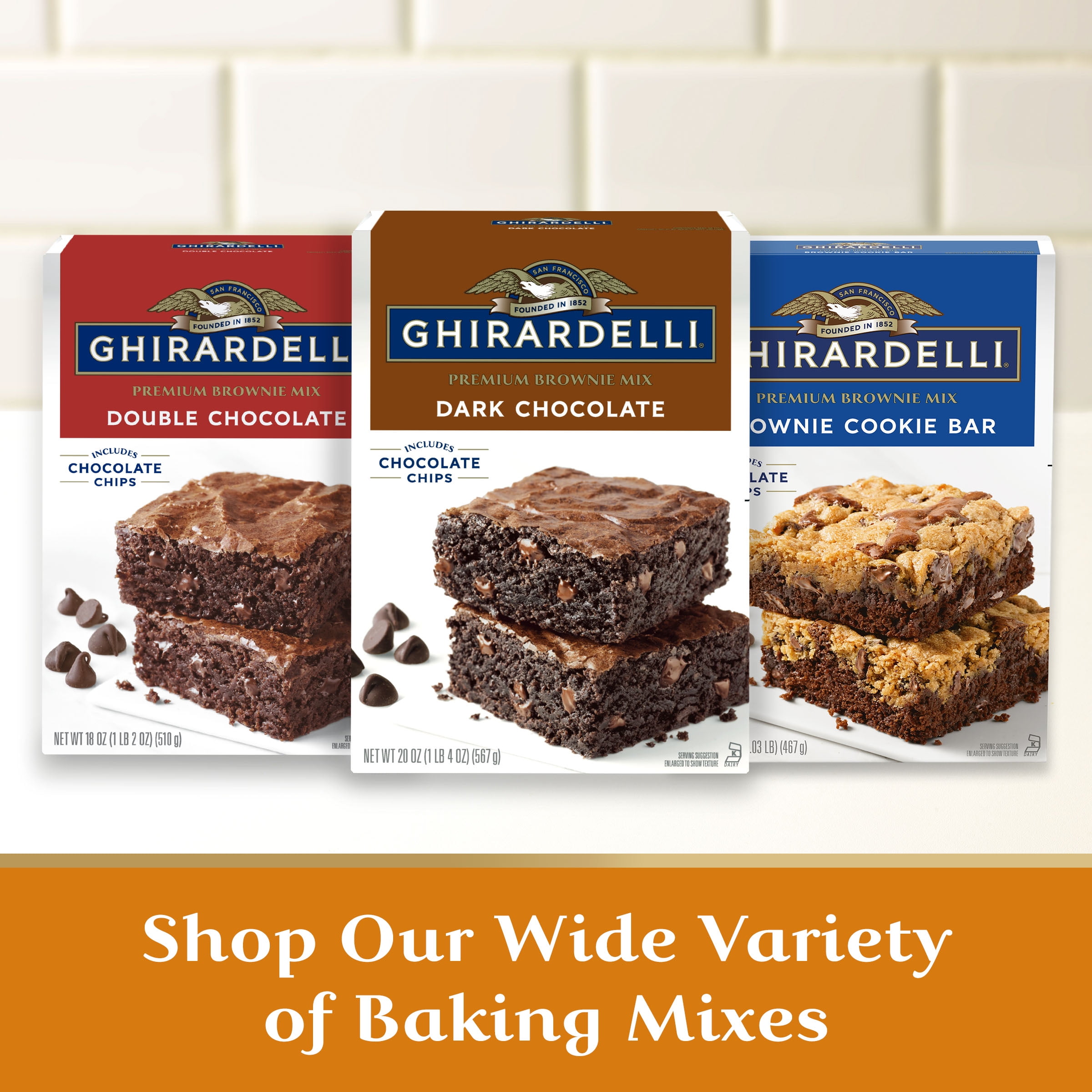 (4 pack) GHIRARDELLI Caramel Walnut Premium Brownie Mix, Includes Caramel and Real Walnuts, 18.5 oz Box