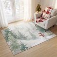 thumbnail image 4 of Winter Snowman Washable Area Rug 3 x 5 ft Rustic Evergreen Trees Misty Mountains Gray Soft Non‑Slip Rugs Stain Repellent Indoor Mats for Entry Foyer, Apartment Living Corner Dining Nook, 4 of 9