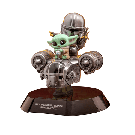 YuMe Star Wars The Mandalorian & Grogu with Razor Crest Cosbi Bobble-Head Window Box Collectible Set