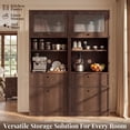 thumbnail image 3 of OMCHOM 71" Storage Cabinet - Kitchen Pantry Cabinet with Adjustable Shelves,Drawer,Open Compartments for Bathroom,Living Room,Kitchen - Walnut, 3 of 9