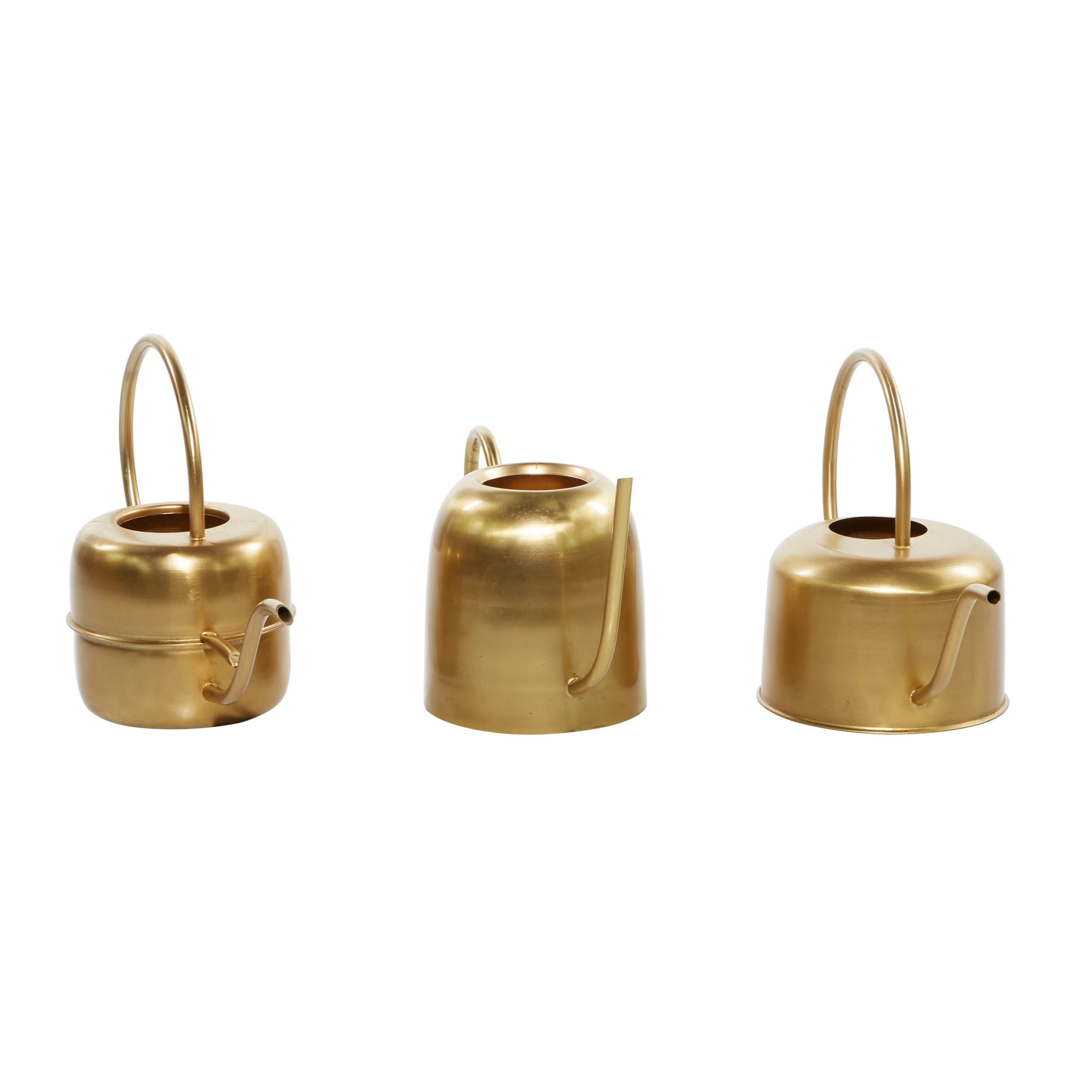 DecMode 7", 8", 9"H Indoor Outdoor Gold Metal Watering Can Planter (3 Count)