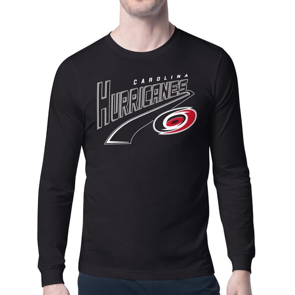Men's Starter Black Carolina Hurricanes Modern Tailsweep Long Sleeve T-Shirt