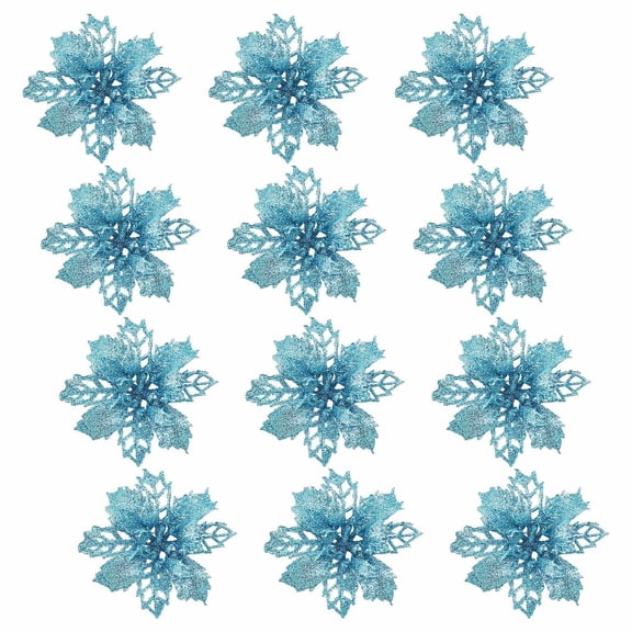 BOPORO 24PC Red Christmas Flowers with Clips for Christmas Tree Decorations Indoor and Outdoor Holiday Decor Artificial Christmas Flowers Gift Box Accents Christmas Wreath Enhancements