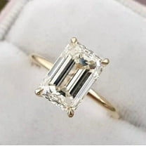 3 Ct Emerald Cut Lab-Created White Diamond Engagement Ring 14K Yellow Gold Plated