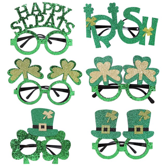 Yuarrent 6 uds. De gafas del Día de San Patricio, gafas de trébol irlandés, accesorios de fotografía, accesorios de juego de rol, desfile, Kits de decoración para fiestas